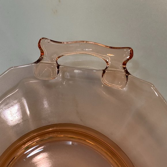 Pink Depression Glass Etched Tray with Handles - Picture 6 of 14